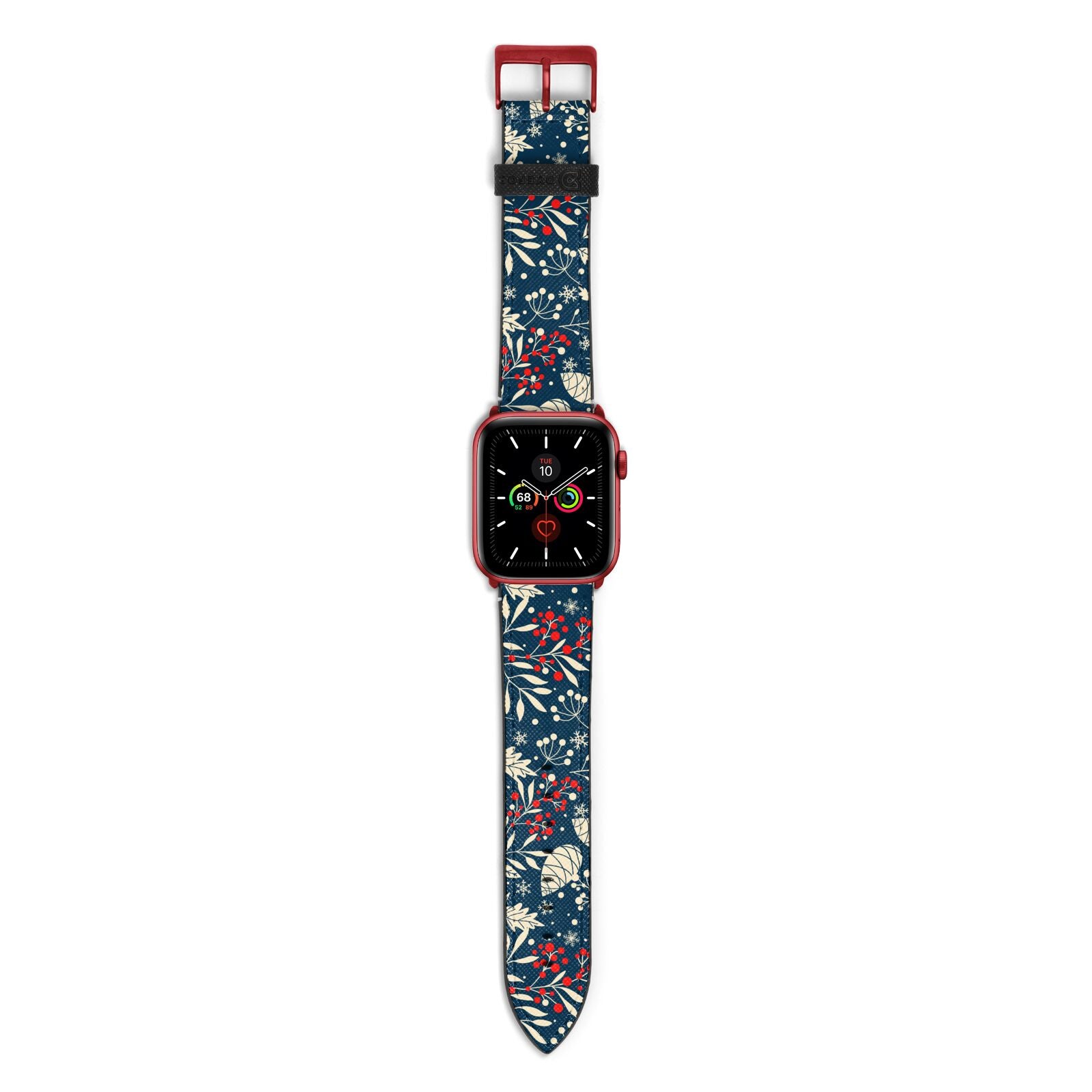 Christmas Floral Apple Watch Strap with Red Hardware