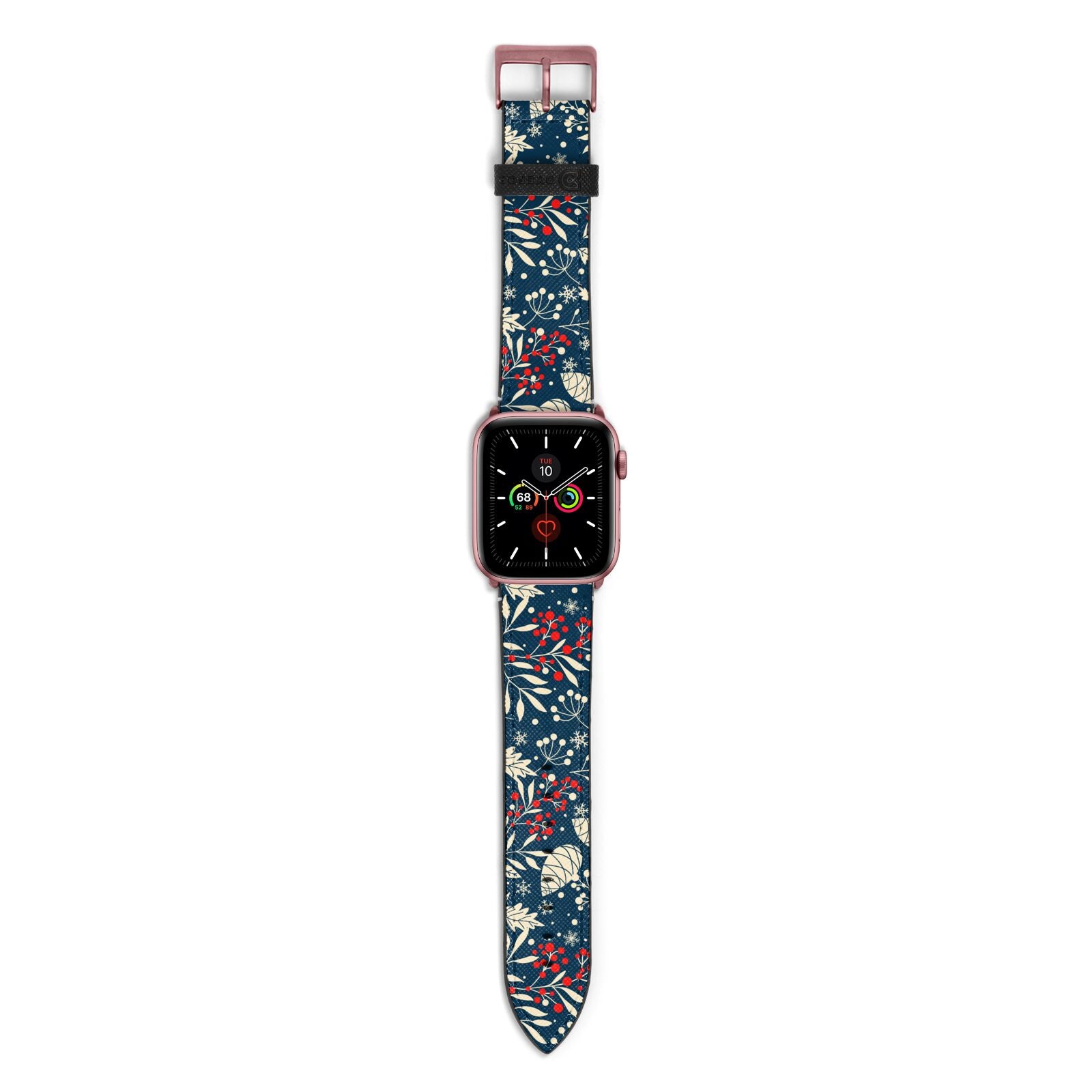 Christmas Floral Apple Watch Strap with Rose Gold Hardware