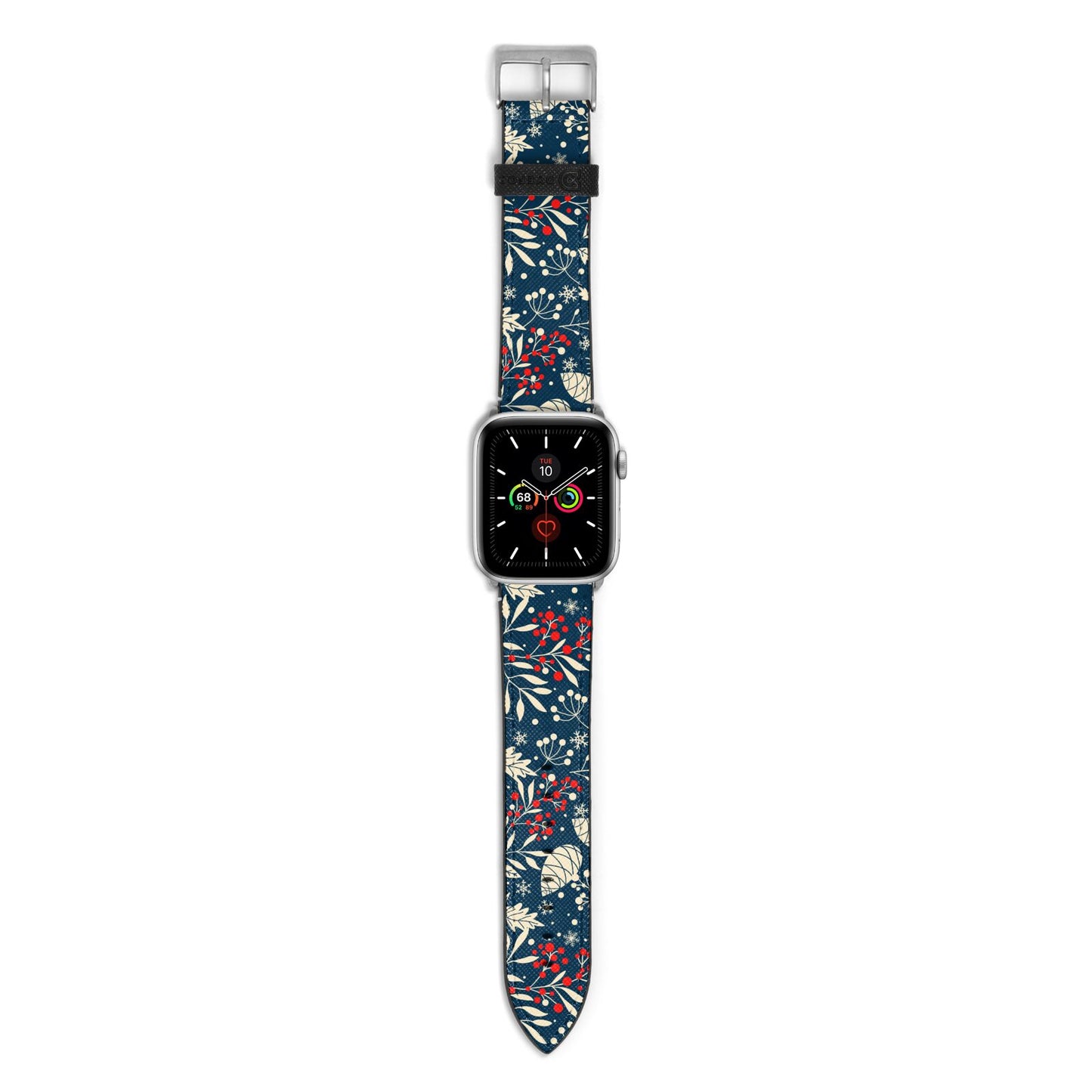 Christmas Floral Apple Watch Strap with Silver Hardware
