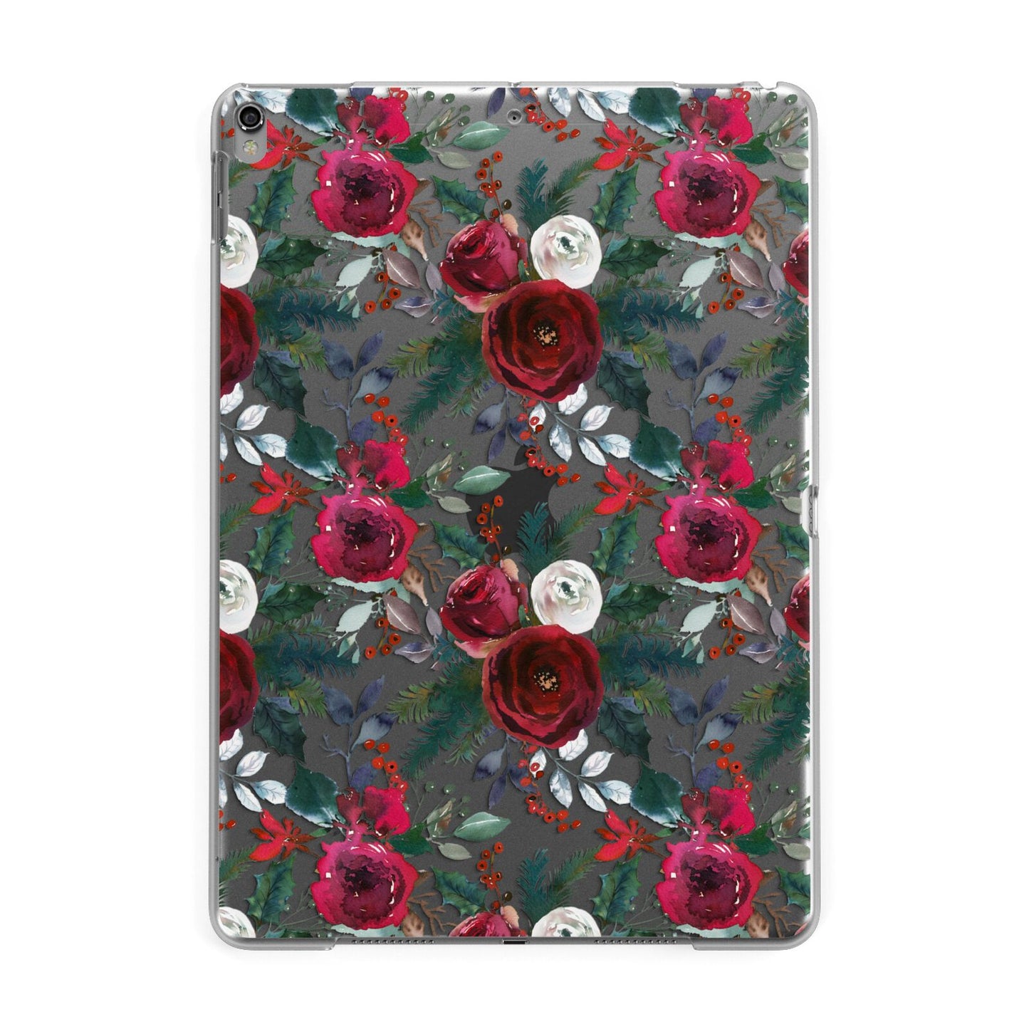 Christmas Floral Pattern Apple iPad Grey Case