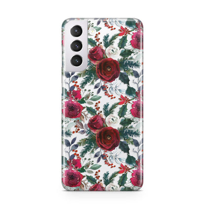 Christmas Floral Pattern Samsung S21 Case