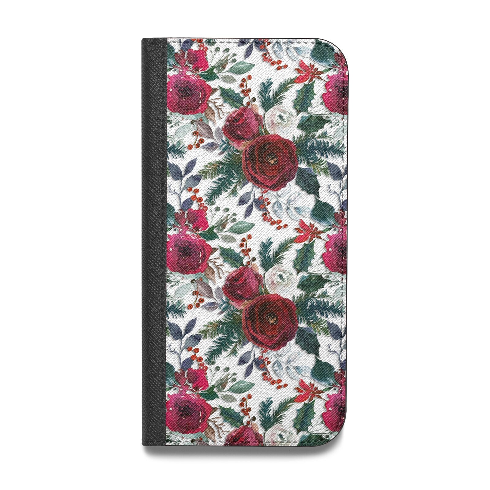 Christmas Floral Pattern Vegan Leather Flip Samsung Case