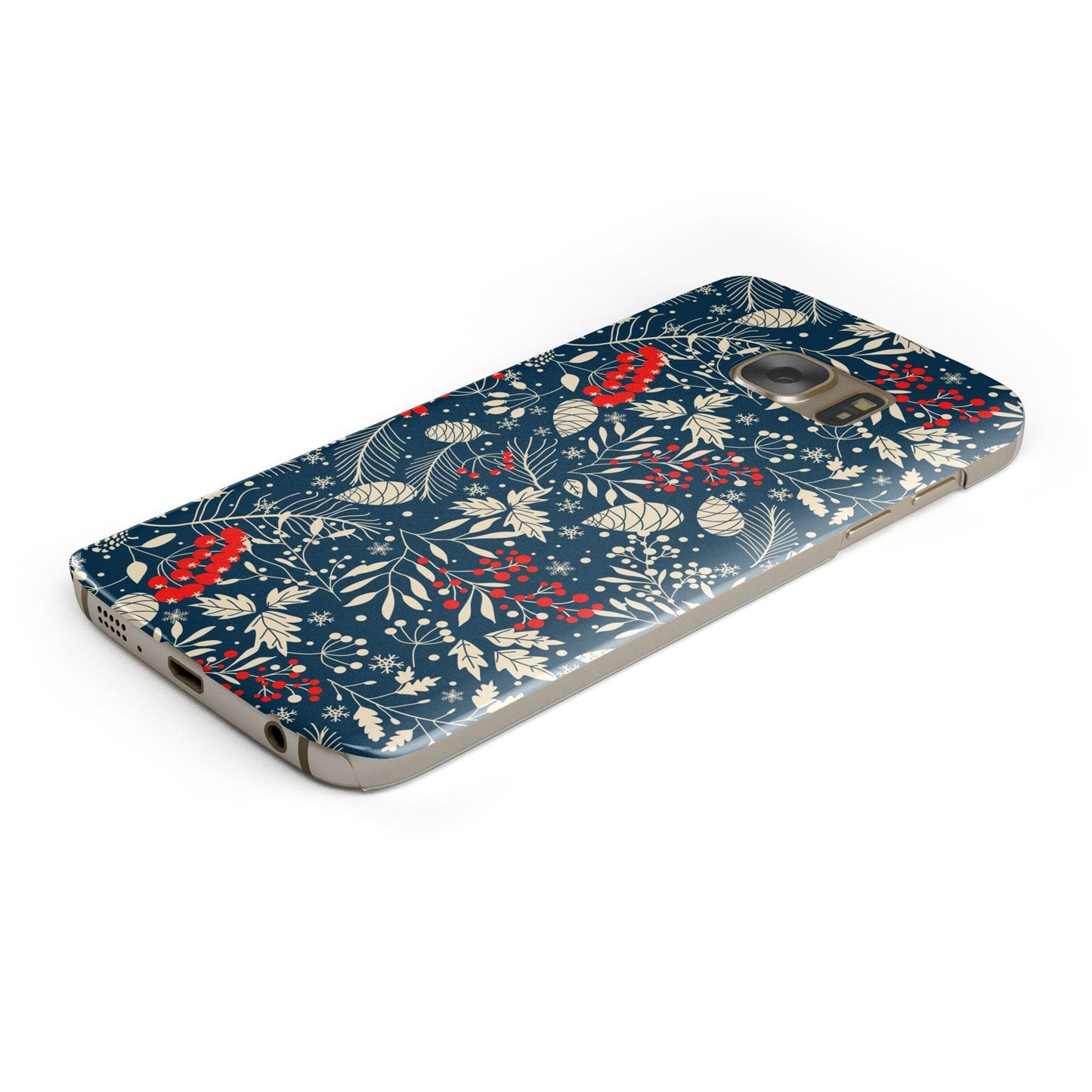 Christmas Floral Protective Samsung Galaxy Case Angled Image