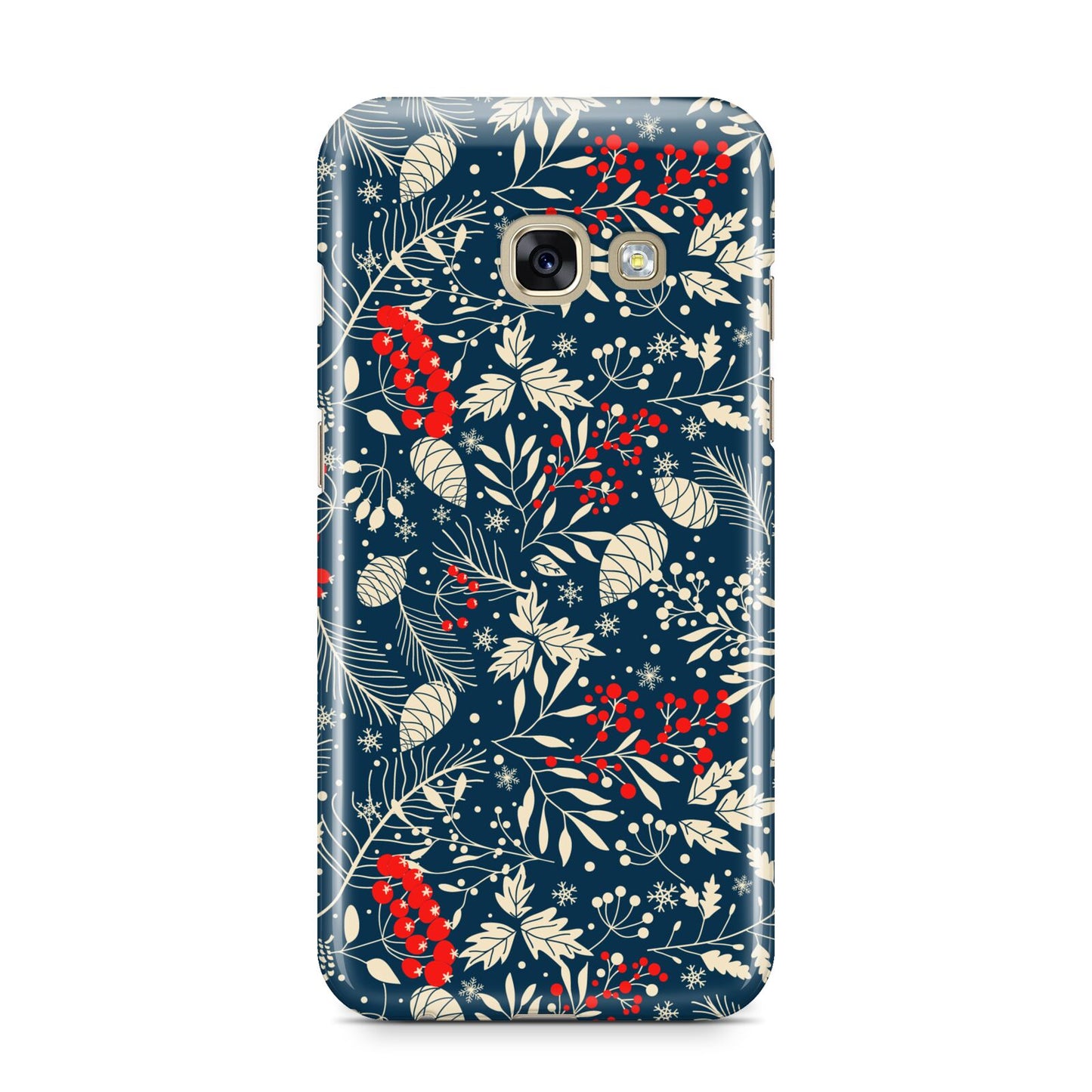 Christmas Floral Samsung Galaxy A3 2017 Case on gold phone