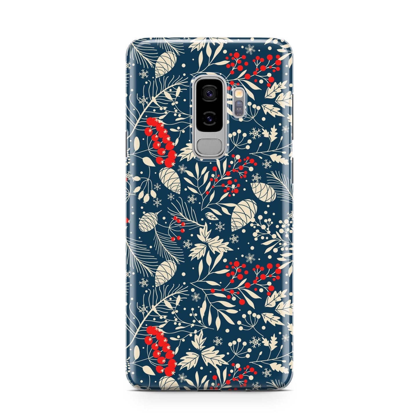 Christmas Floral Samsung Galaxy S9 Plus Case on Silver phone