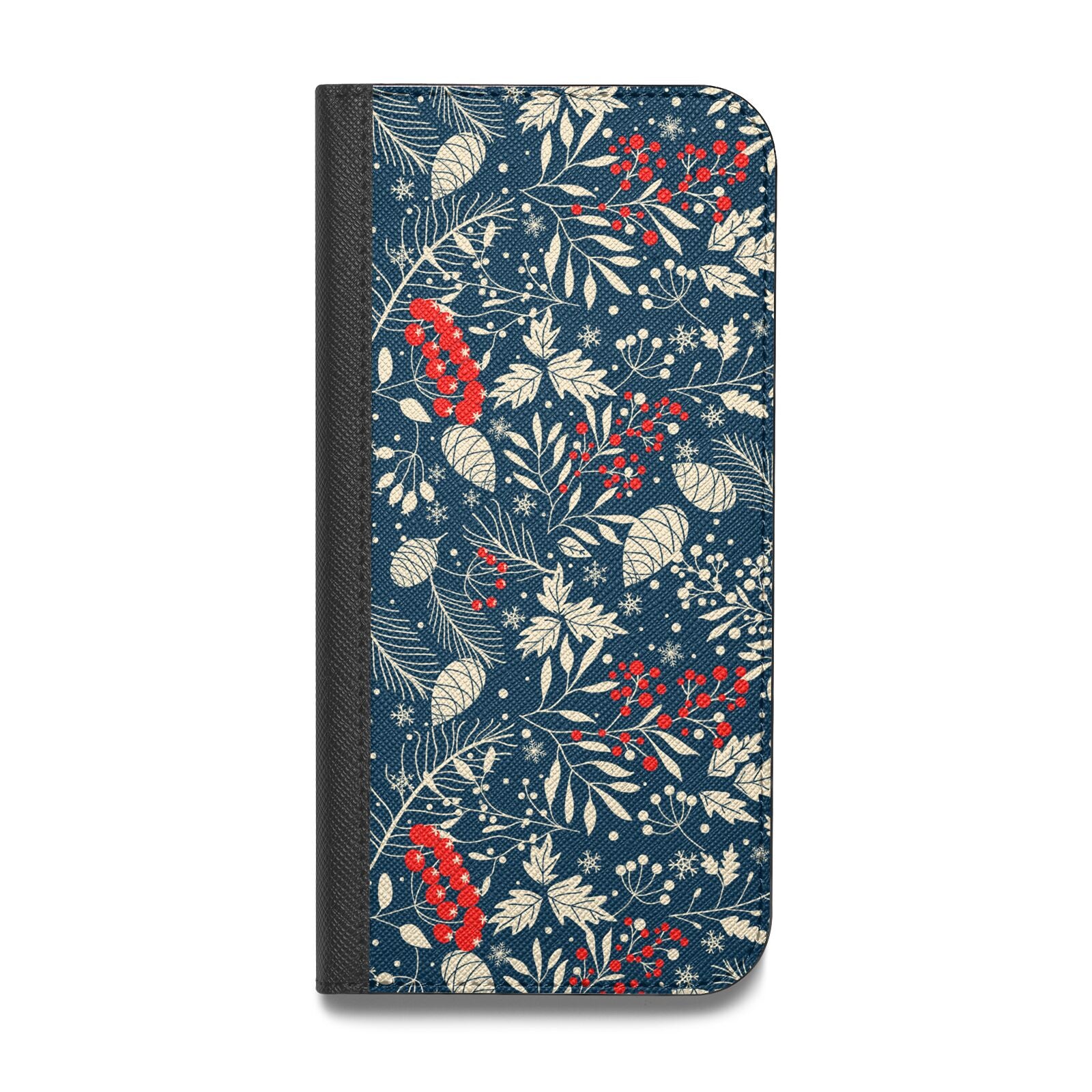 Christmas Floral Vegan Leather Flip iPhone Case