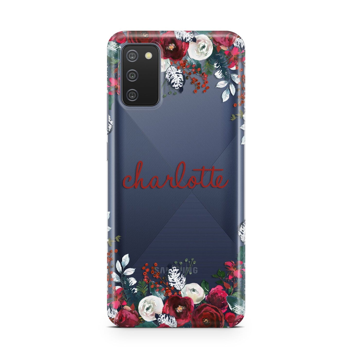 Christmas Flowers Personalised Samsung A02s Case