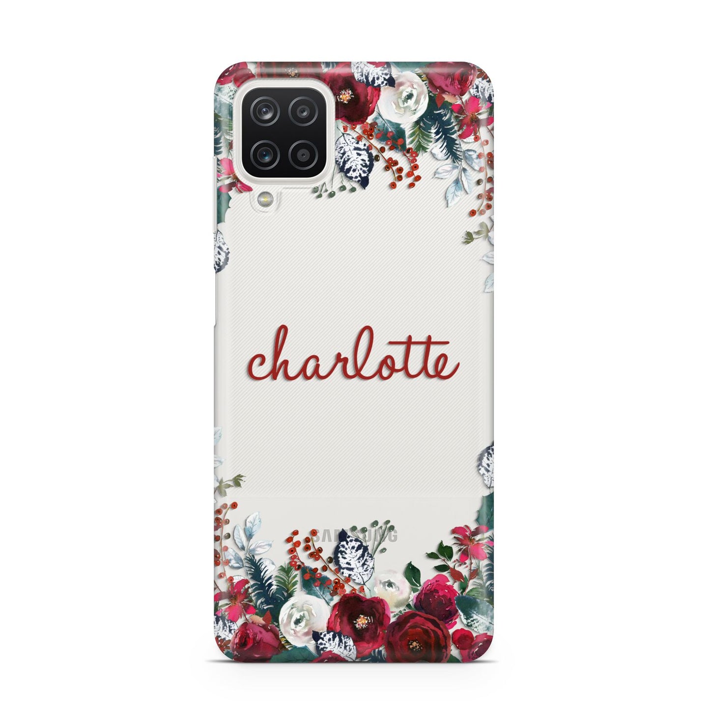 Christmas Flowers Personalised Samsung A12 Case