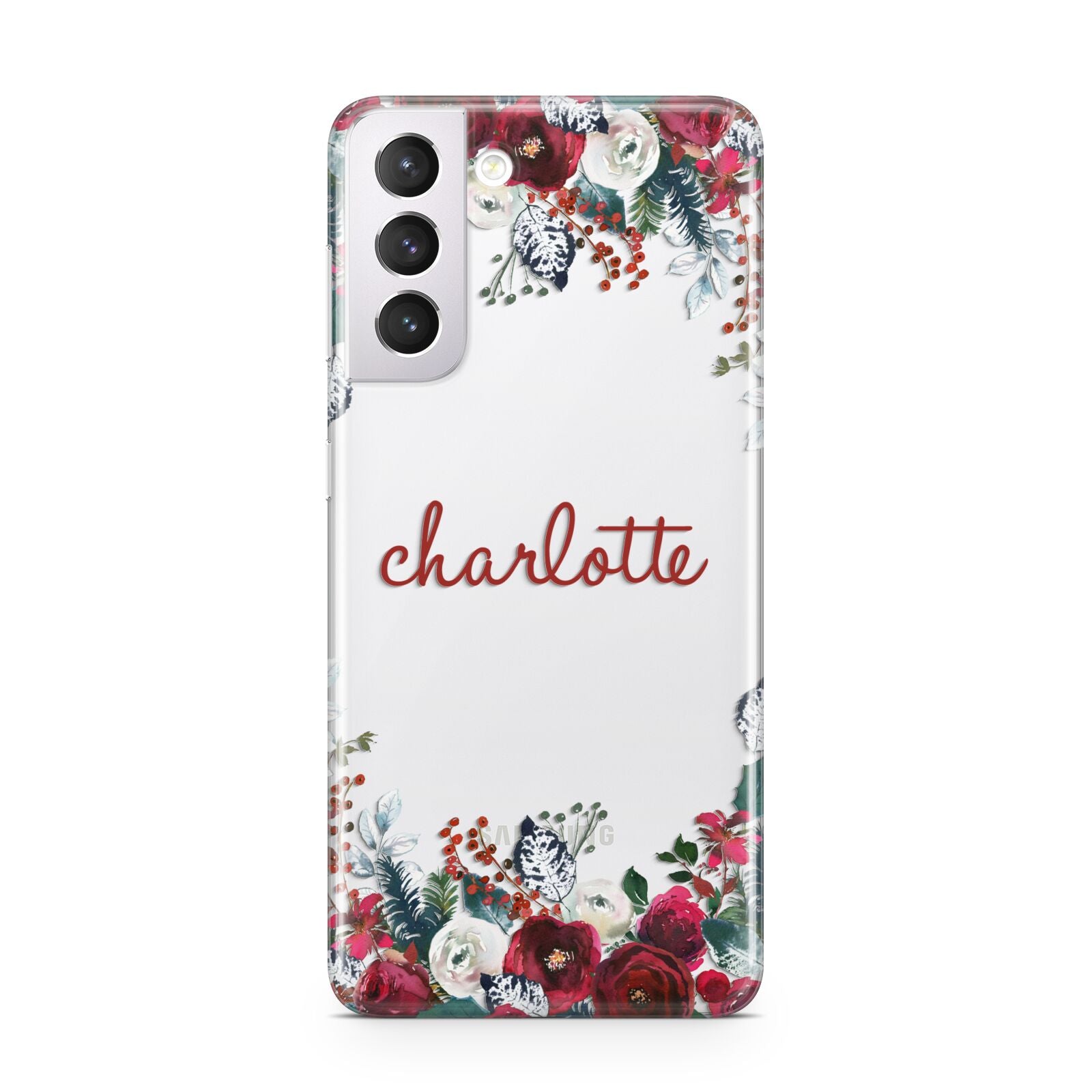 Christmas Flowers Personalised Samsung S21 Case