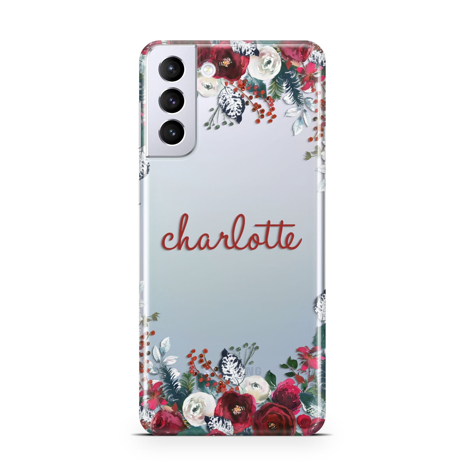 Christmas Flowers Personalised Samsung S21 Plus Case