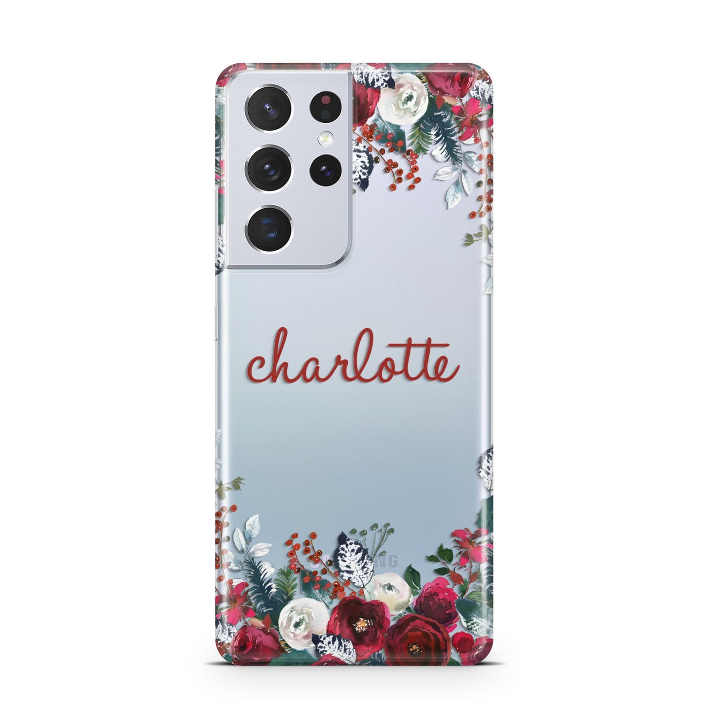 Christmas Flowers Personalised Samsung S21 Ultra Case