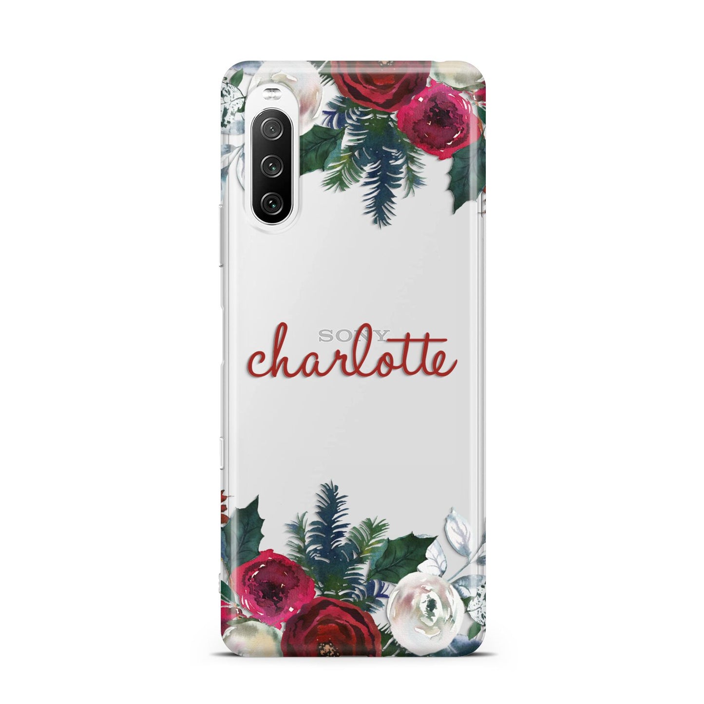 Christmas Flowers Personalised Sony Xperia 10 III Case