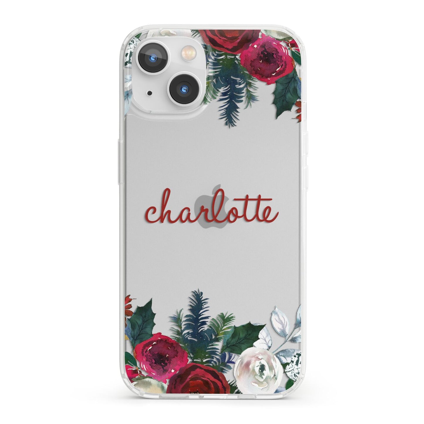 Christmas Flowers Personalised iPhone 13 Clear Bumper Case