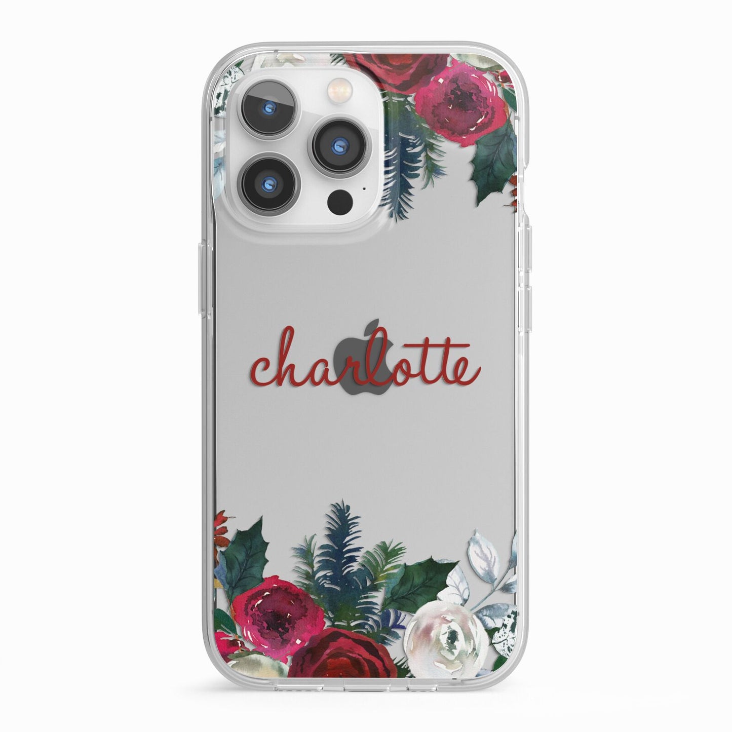 Christmas Flowers Personalised iPhone 13 Pro TPU Impact Case with White Edges