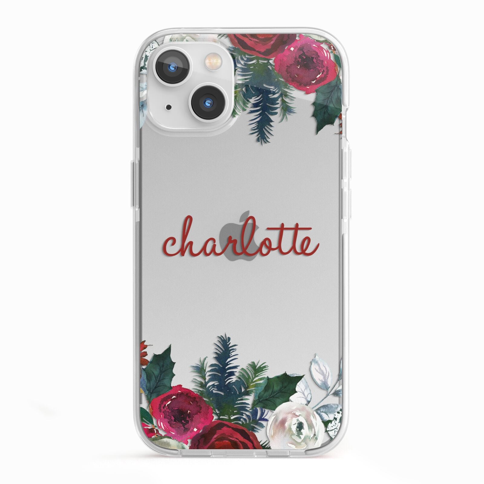 Christmas Flowers Personalised iPhone 13 TPU Impact Case with White Edges