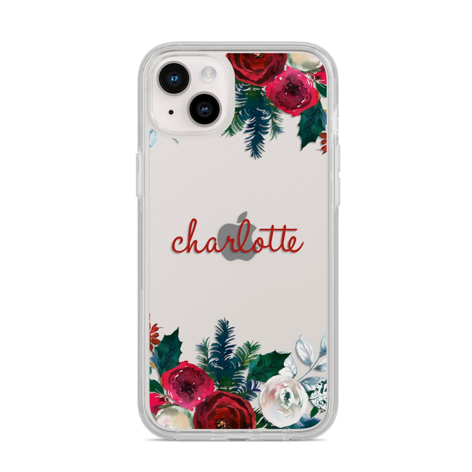 Christmas Flowers Personalised iPhone 14 Plus Clear Tough Case Starlight