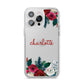 Christmas Flowers Personalised iPhone 14 Pro Max Clear Tough Case Silver