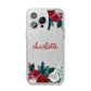 Christmas Flowers Personalised iPhone 14 Pro Max Glitter Tough Case Silver