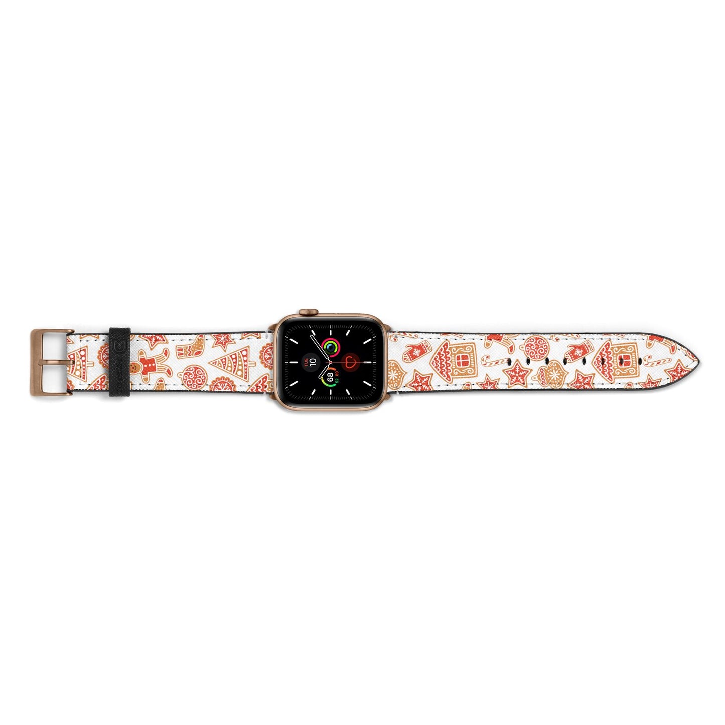 Christmas Gingerbread Apple Watch Strap Landscape Image Gold Hardware