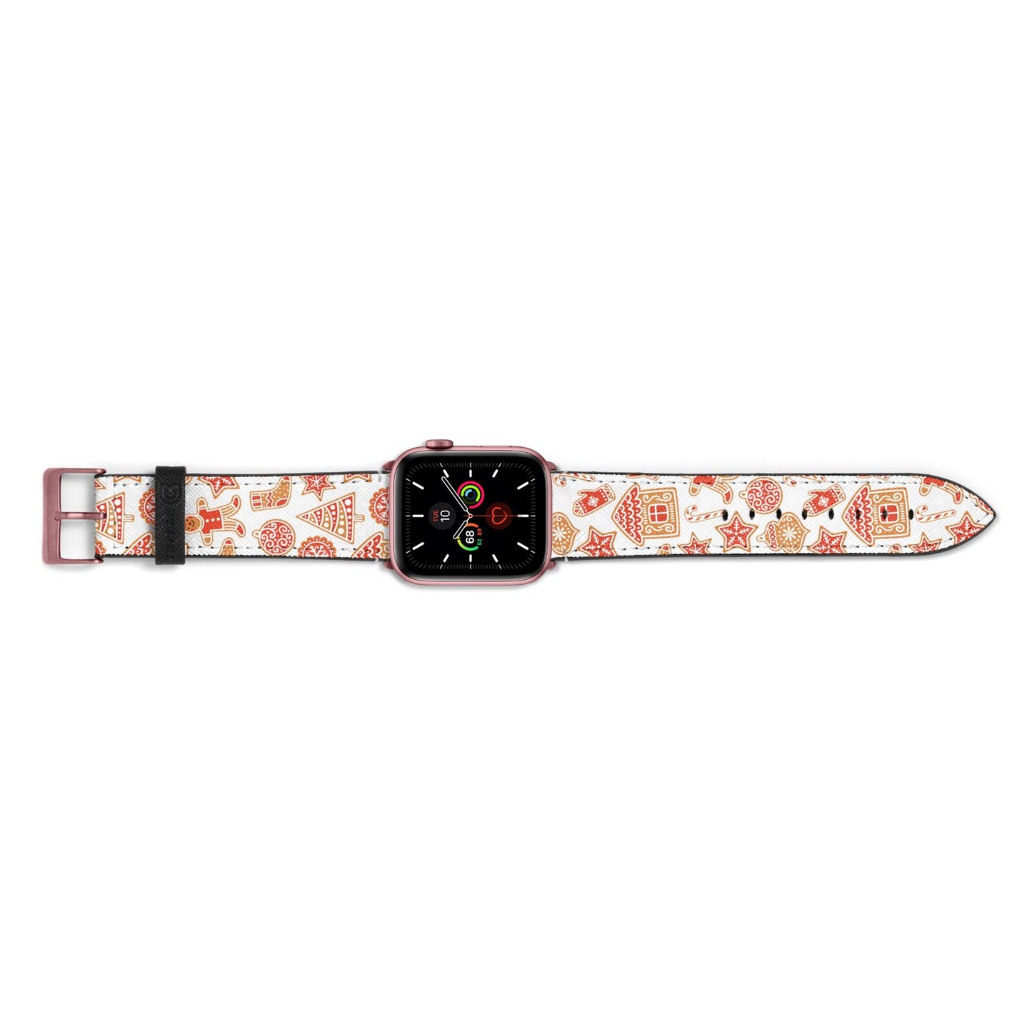 Christmas Gingerbread Apple Watch Strap Landscape Image Rose Gold Hardware