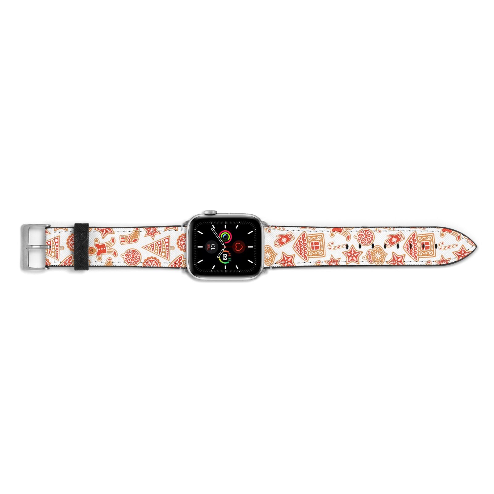 Christmas Gingerbread Apple Watch Strap Landscape Image Silver Hardware