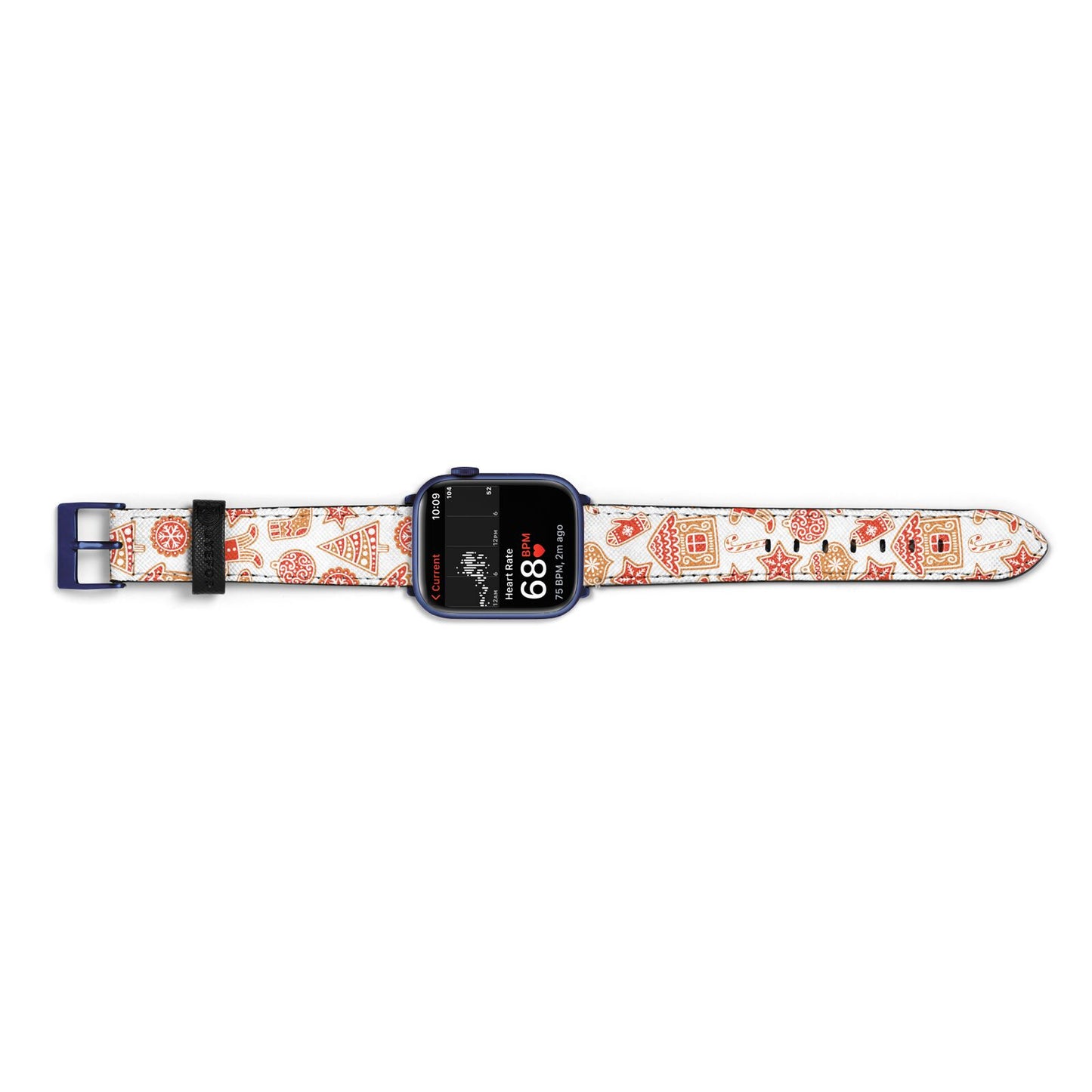 Christmas Gingerbread Apple Watch Strap Size 38mm Landscape Image Blue Hardware