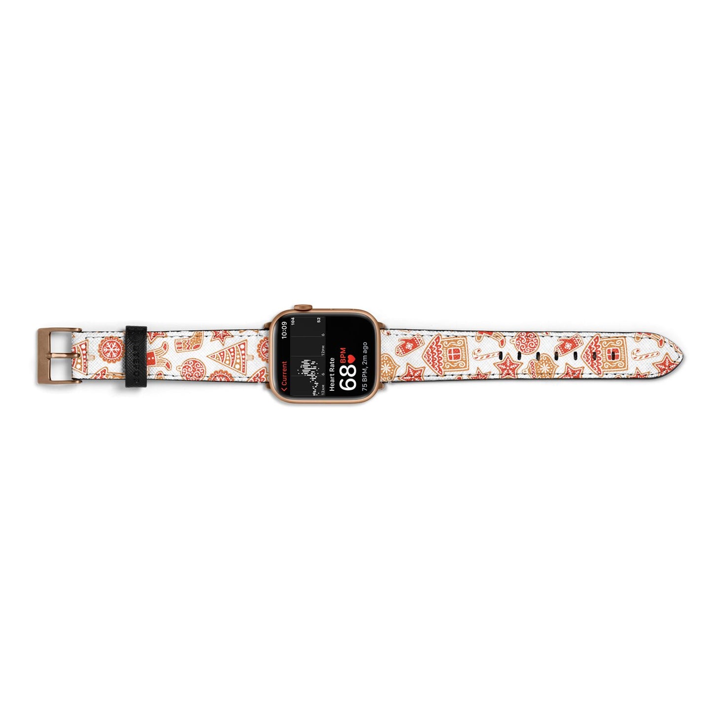 Christmas Gingerbread Apple Watch Strap Size 38mm Landscape Image Gold Hardware