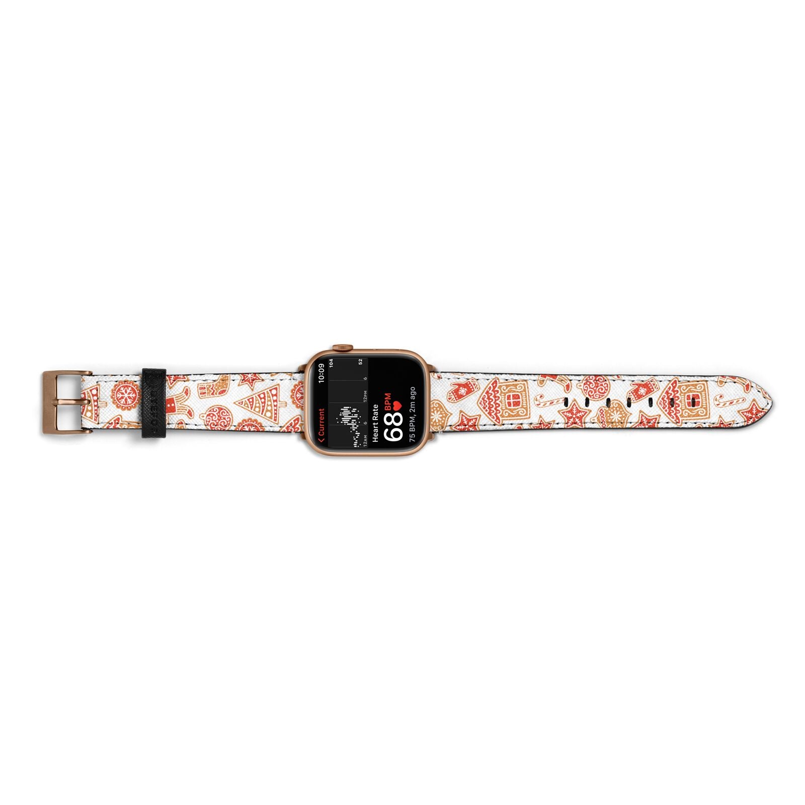 Christmas Gingerbread Apple Watch Strap Size 38mm Landscape Image Gold Hardware