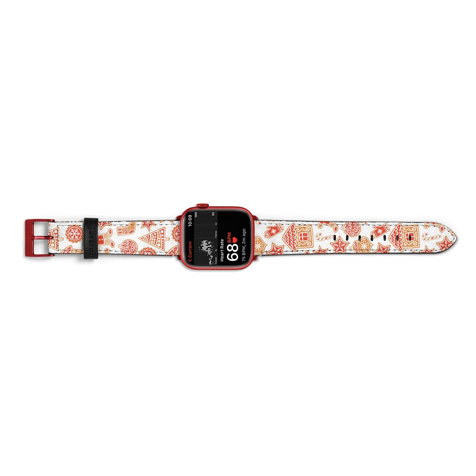 Christmas Gingerbread Apple Watch Strap Size 38mm Landscape Image Red Hardware