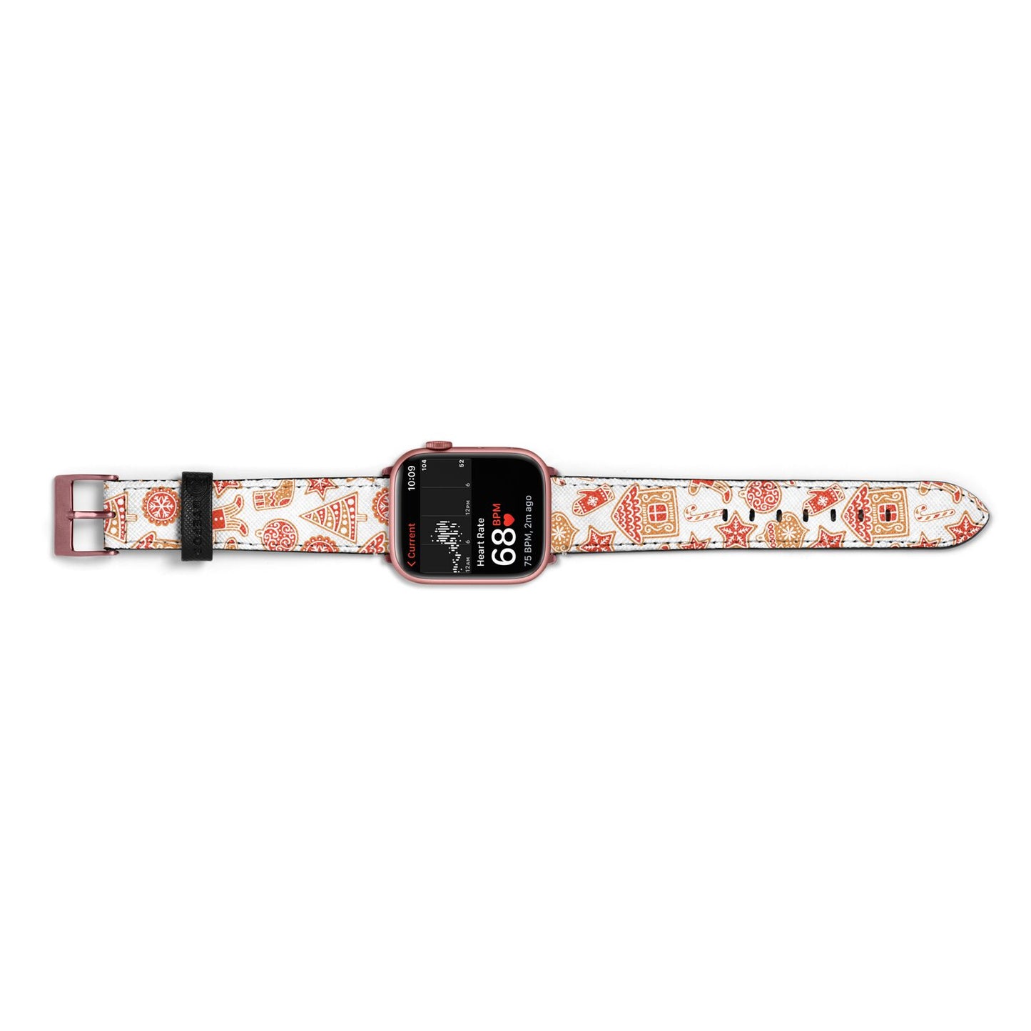 Christmas Gingerbread Apple Watch Strap Size 38mm Landscape Image Rose Gold Hardware