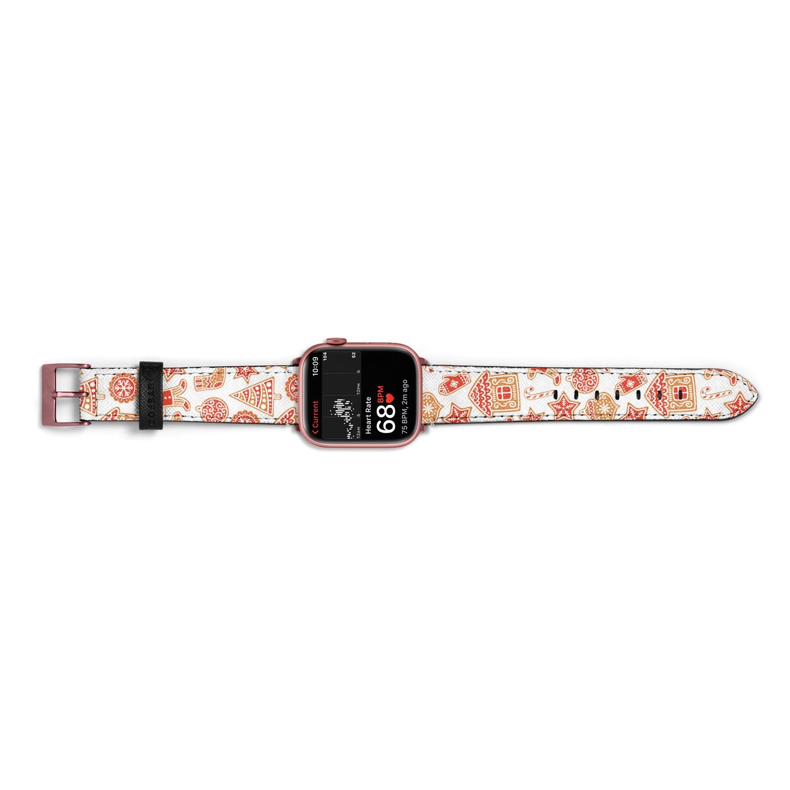 Christmas Gingerbread Apple Watch Strap Size 38mm Landscape Image Rose Gold Hardware