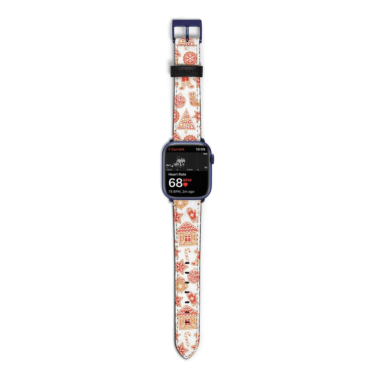 Christmas Gingerbread Apple Watch Strap Size 38mm with Blue Hardware