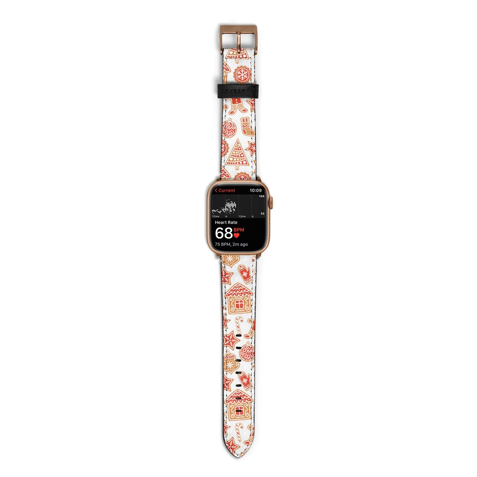 Christmas Gingerbread Apple Watch Strap Size 38mm with Gold Hardware