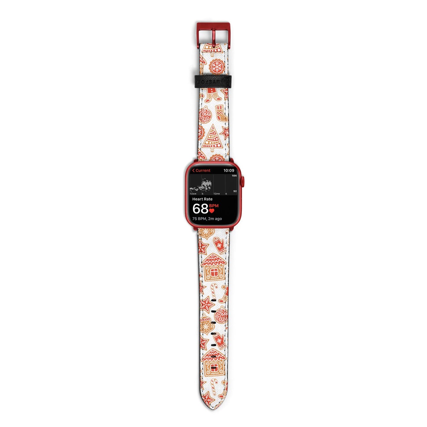 Christmas Gingerbread Apple Watch Strap Size 38mm with Red Hardware