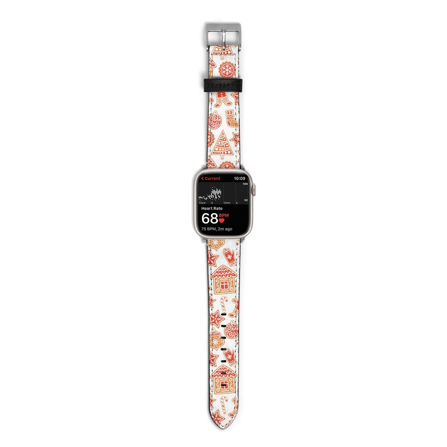 Christmas Gingerbread Apple Watch Strap Size 38mm with Silver Hardware