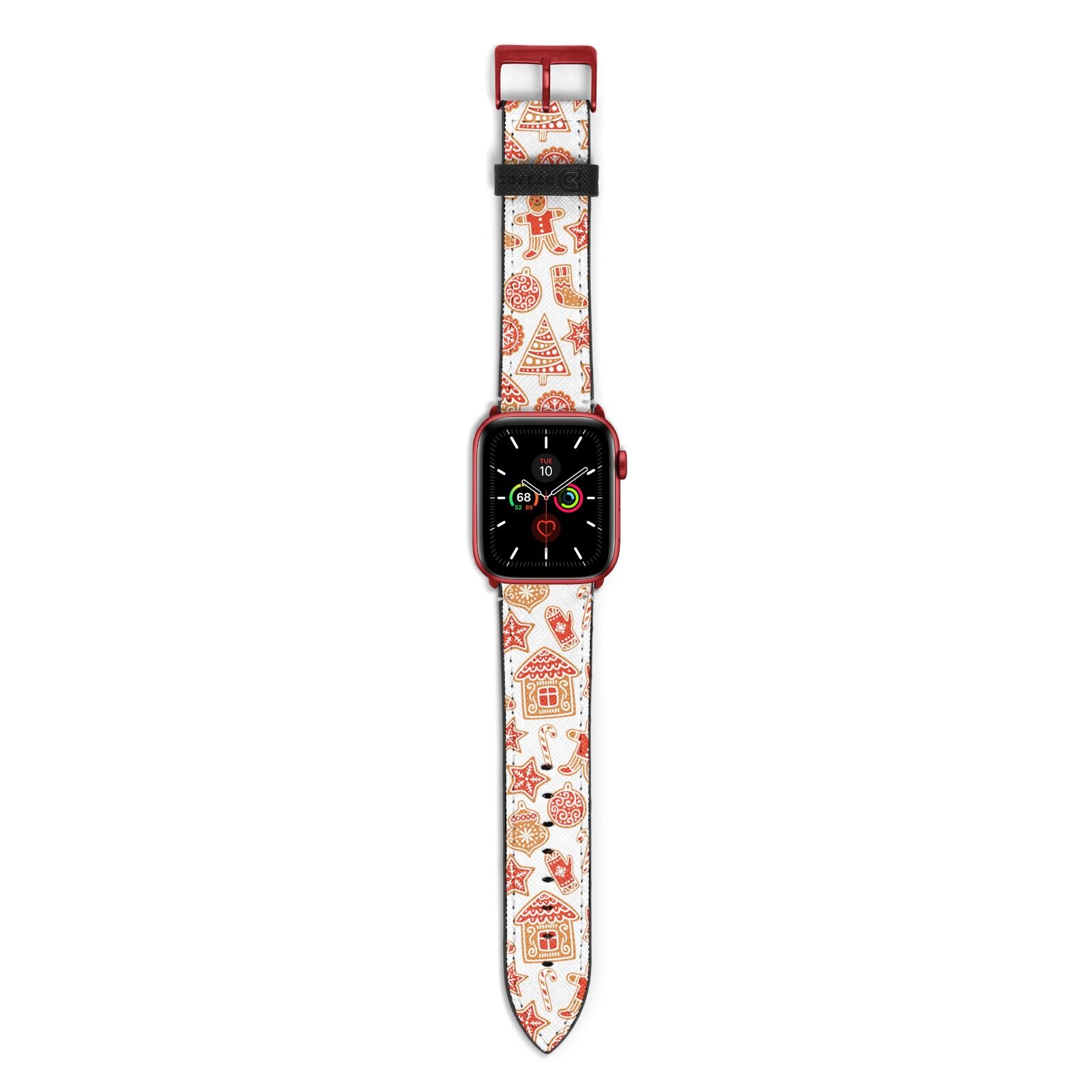 Christmas Gingerbread Apple Watch Strap with Red Hardware