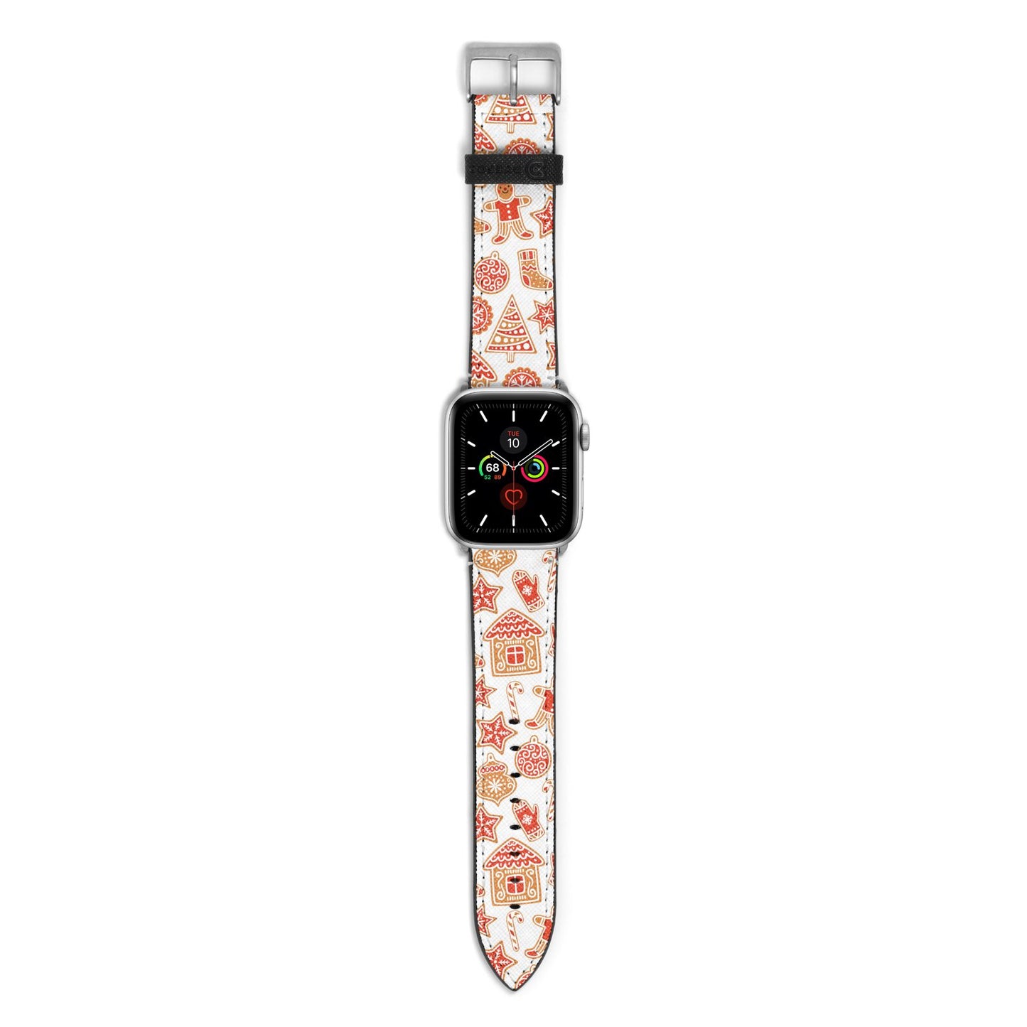 Christmas Gingerbread Apple Watch Strap with Silver Hardware