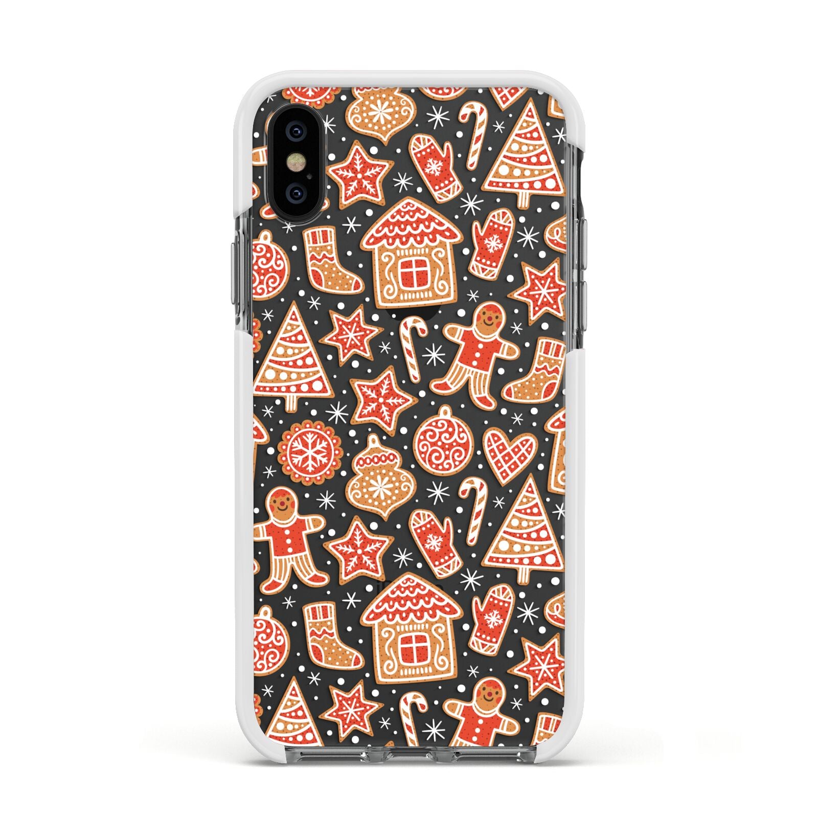 Christmas Gingerbread Apple iPhone Xs Impact Case White Edge on Black Phone