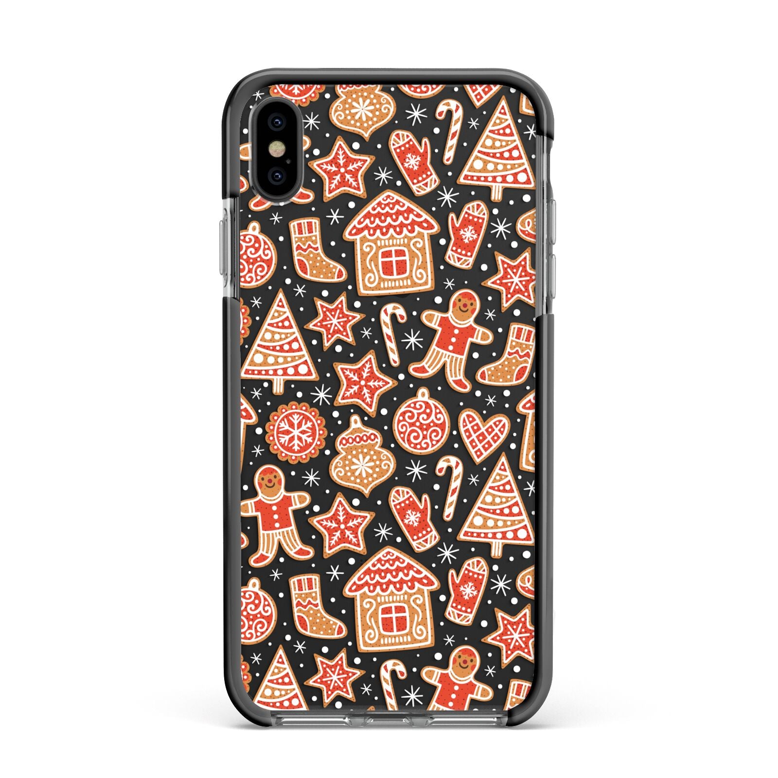 Christmas Gingerbread Apple iPhone Xs Max Impact Case Black Edge on Black Phone