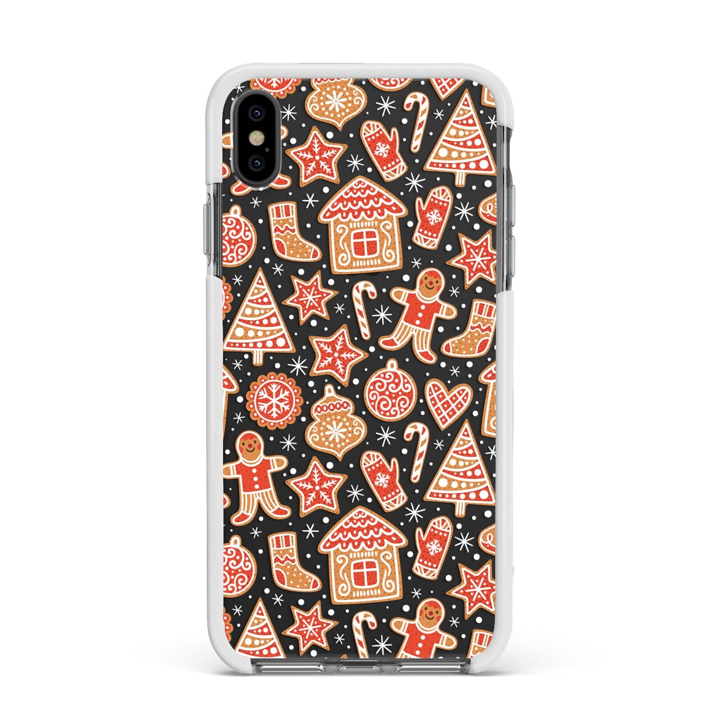 Christmas Gingerbread Apple iPhone Xs Max Impact Case White Edge on Black Phone