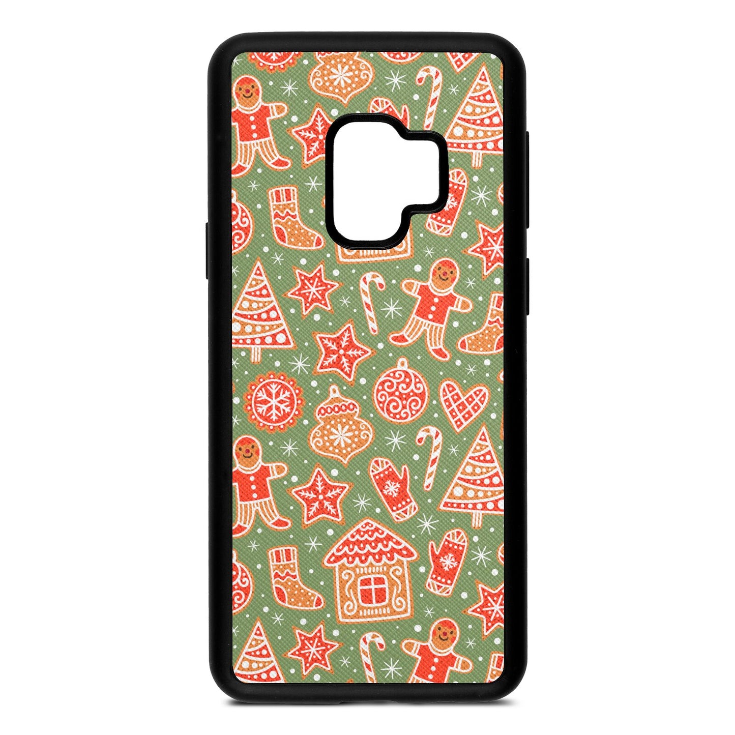 Christmas Gingerbread Lime Saffiano Leather Samsung S9 Case