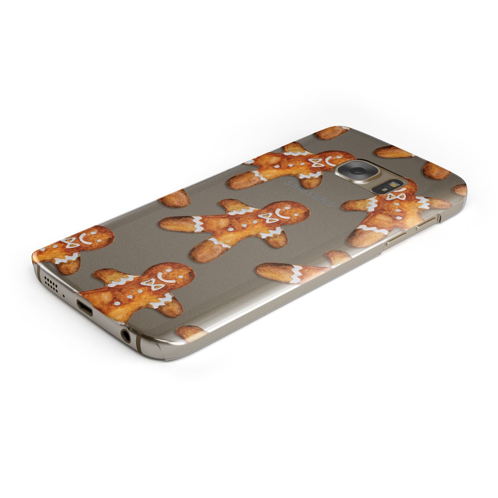 Christmas Gingerbread Man Protective Samsung Galaxy Case Angled Image