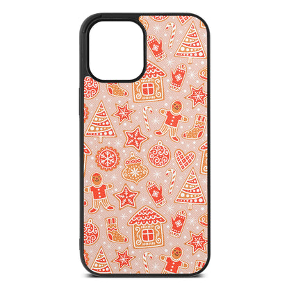 Christmas Gingerbread Nude Saffiano Leather iPhone 12 Pro Max Case