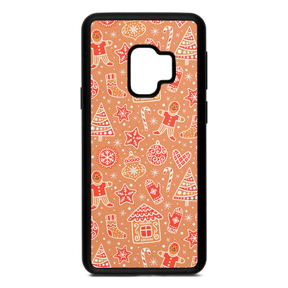 Christmas Gingerbread Orange Saffiano Leather Samsung S9 Case410749