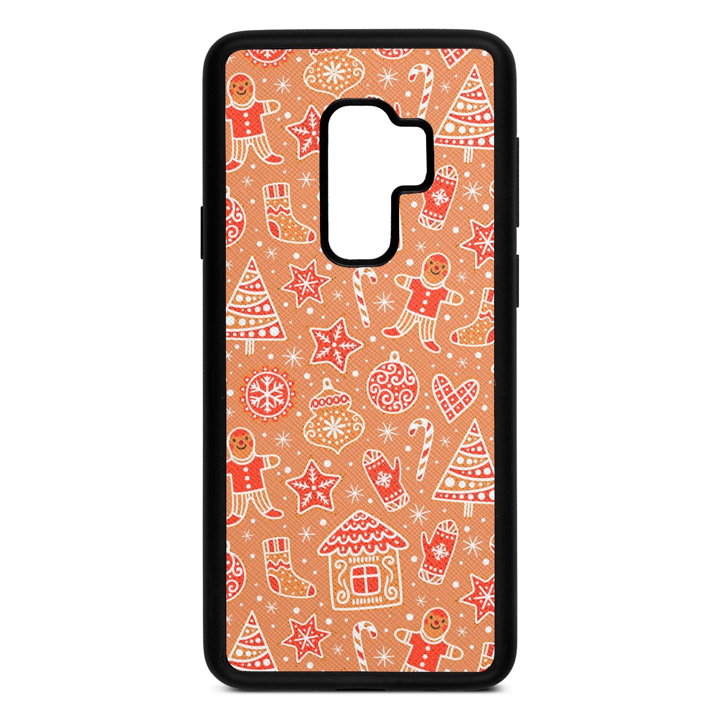 Christmas Gingerbread Orange Saffiano Leather Samsung S9 Plus Case