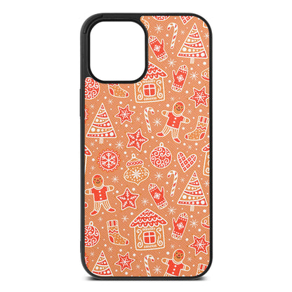 Christmas Gingerbread Orange Saffiano Leather iPhone 12 Pro Max Case