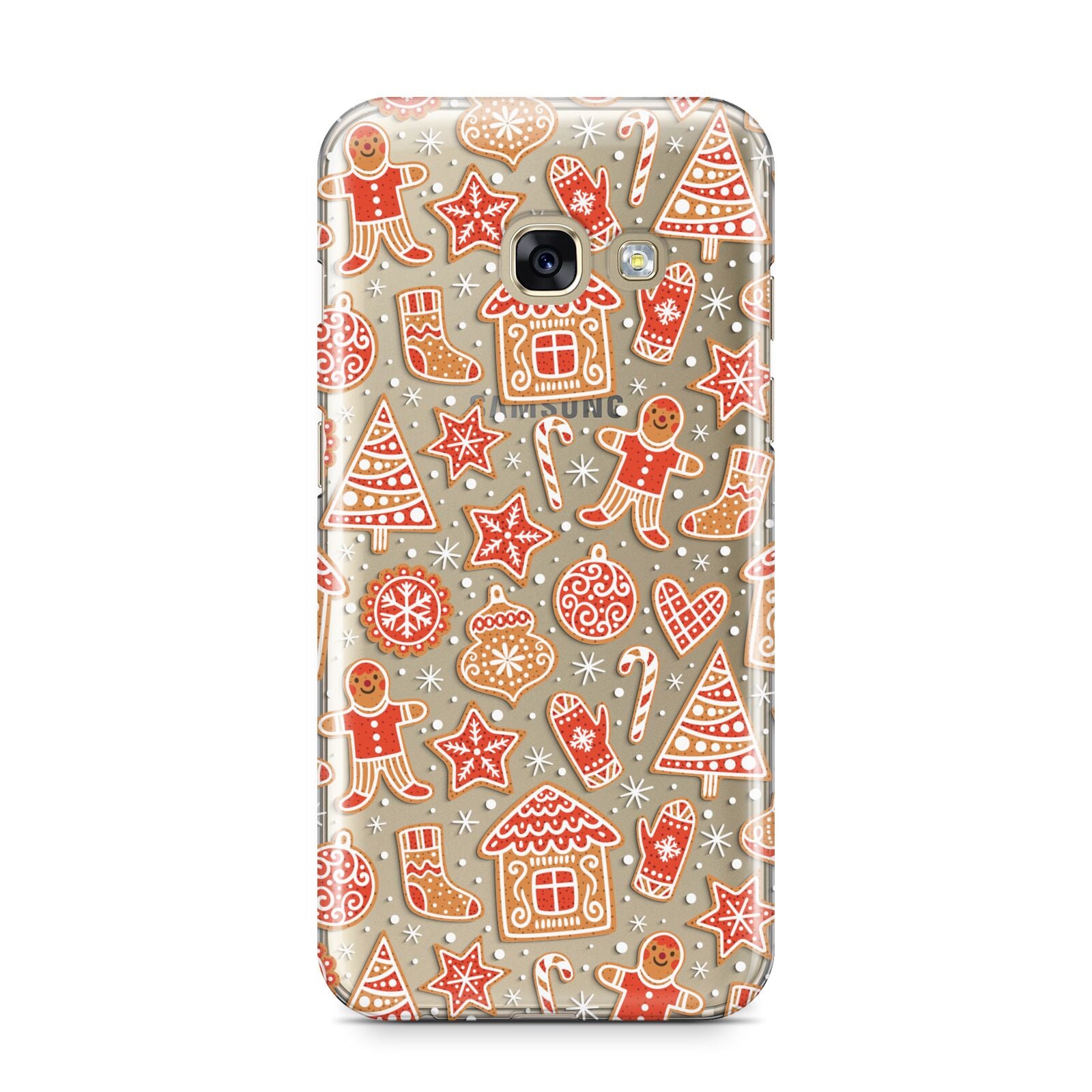 Christmas Gingerbread Samsung Galaxy A3 2017 Case on gold phone