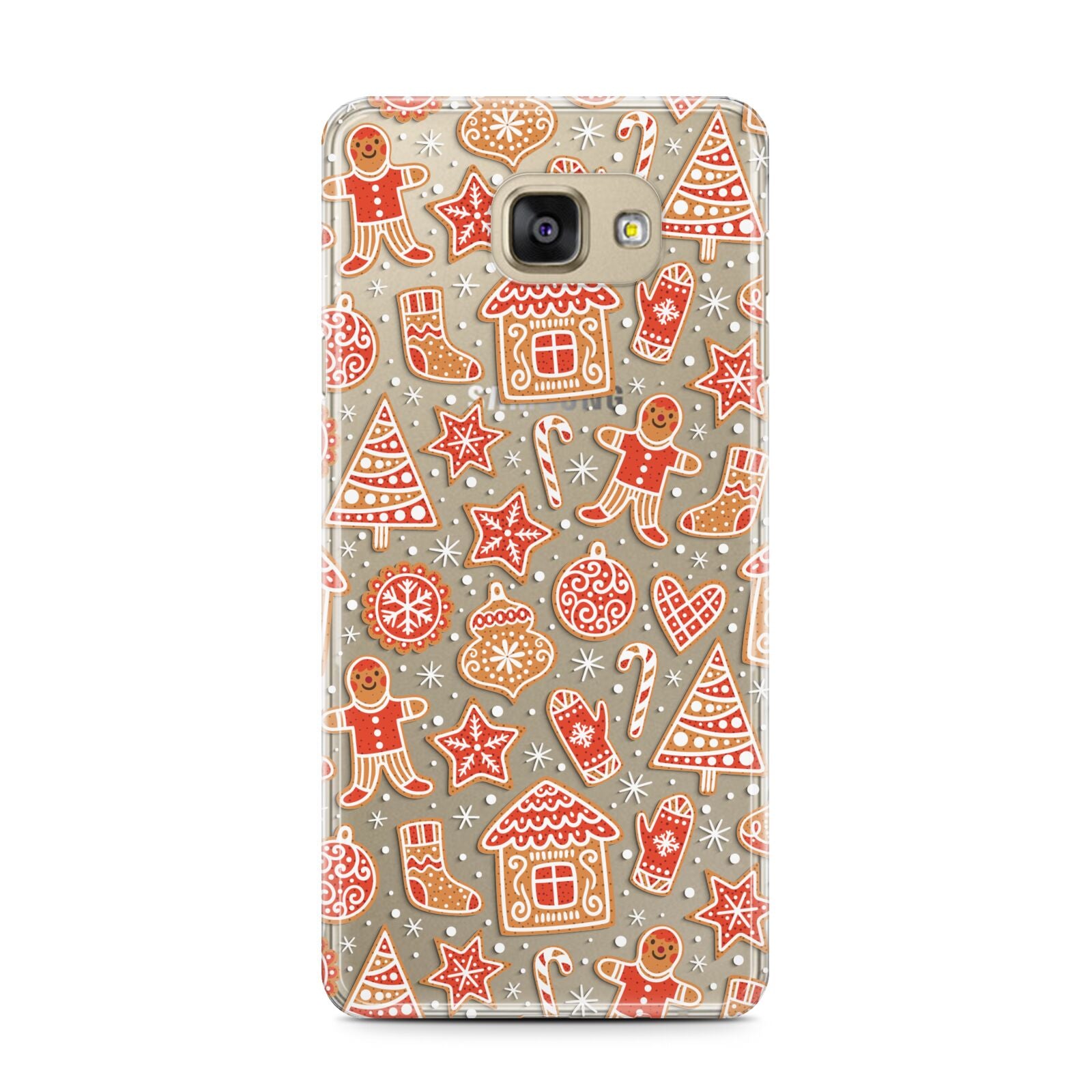 Christmas Gingerbread Samsung Galaxy A7 2016 Case on gold phone