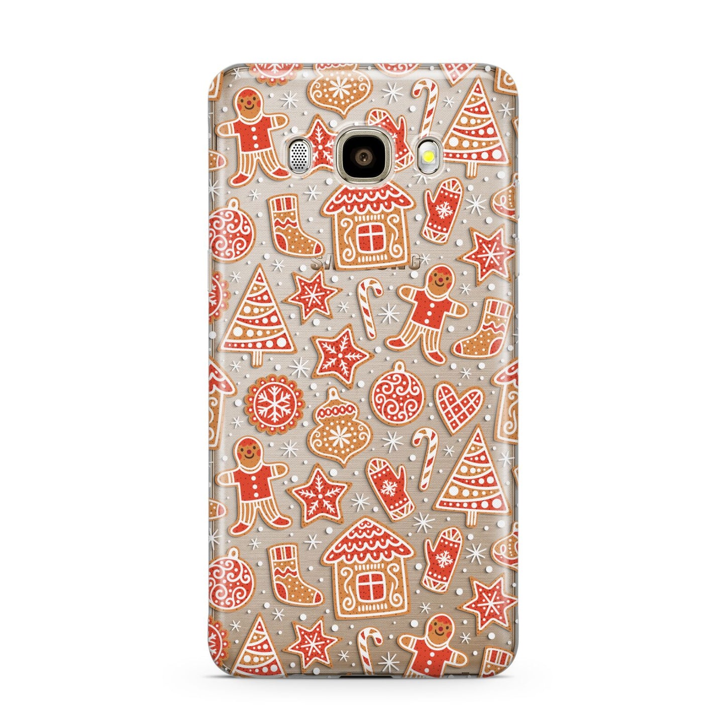 Christmas Gingerbread Samsung Galaxy J7 2016 Case on gold phone