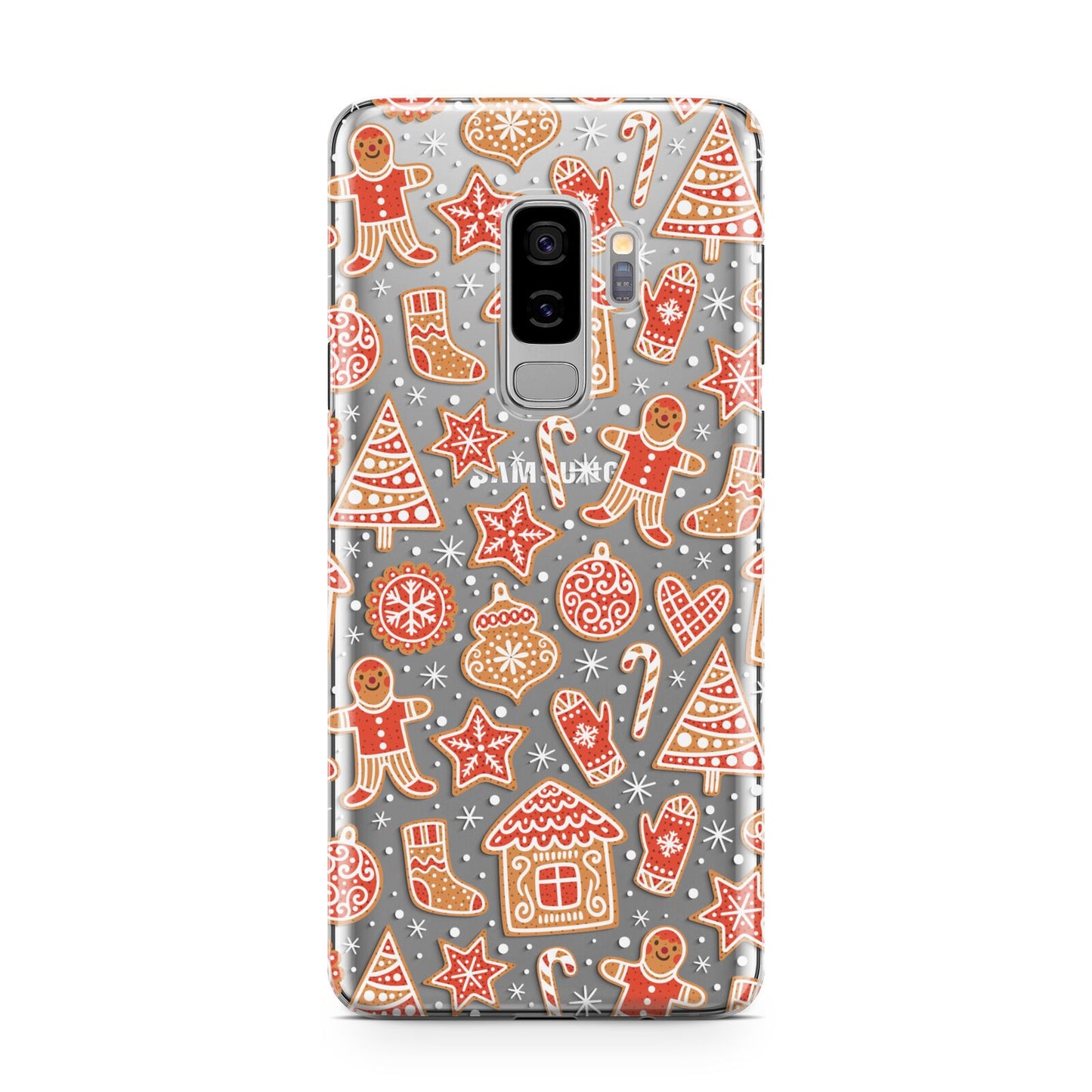 Christmas Gingerbread Samsung Galaxy S9 Plus Case on Silver phone